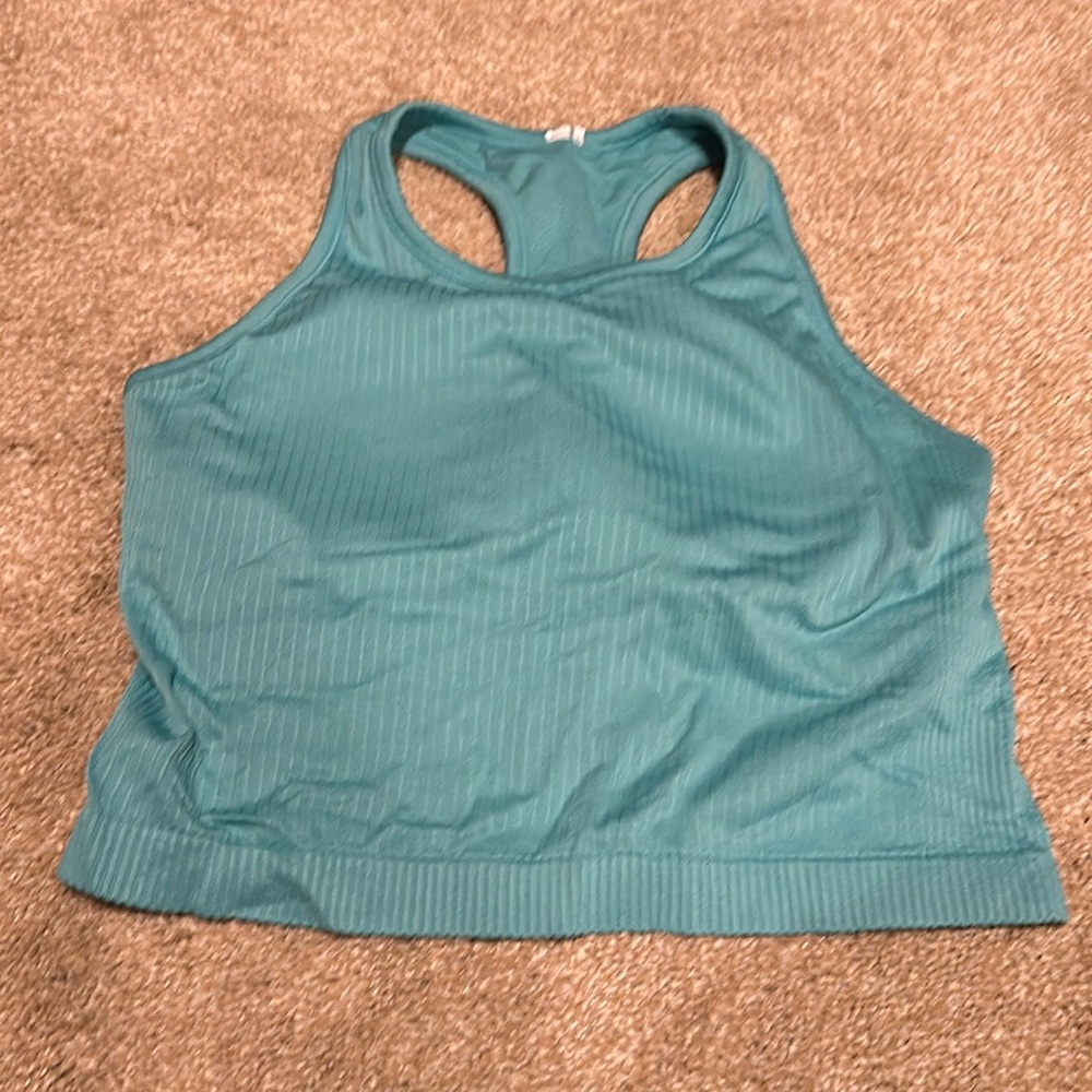 Padded crop top with bra insert.